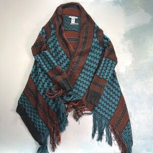 Two-One-Two New York Cardigan Boho Southwestern Fringe Womens Small Multi USA